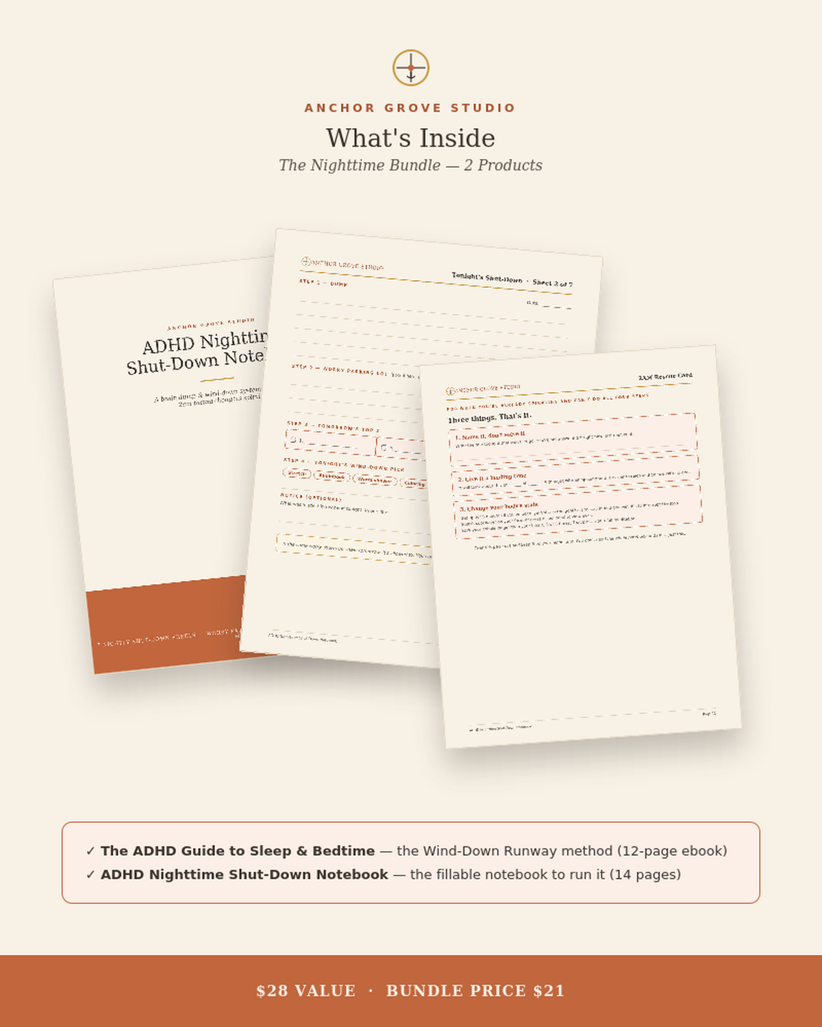 Nighttime Bundle Wind Down Runway method fillable notebook