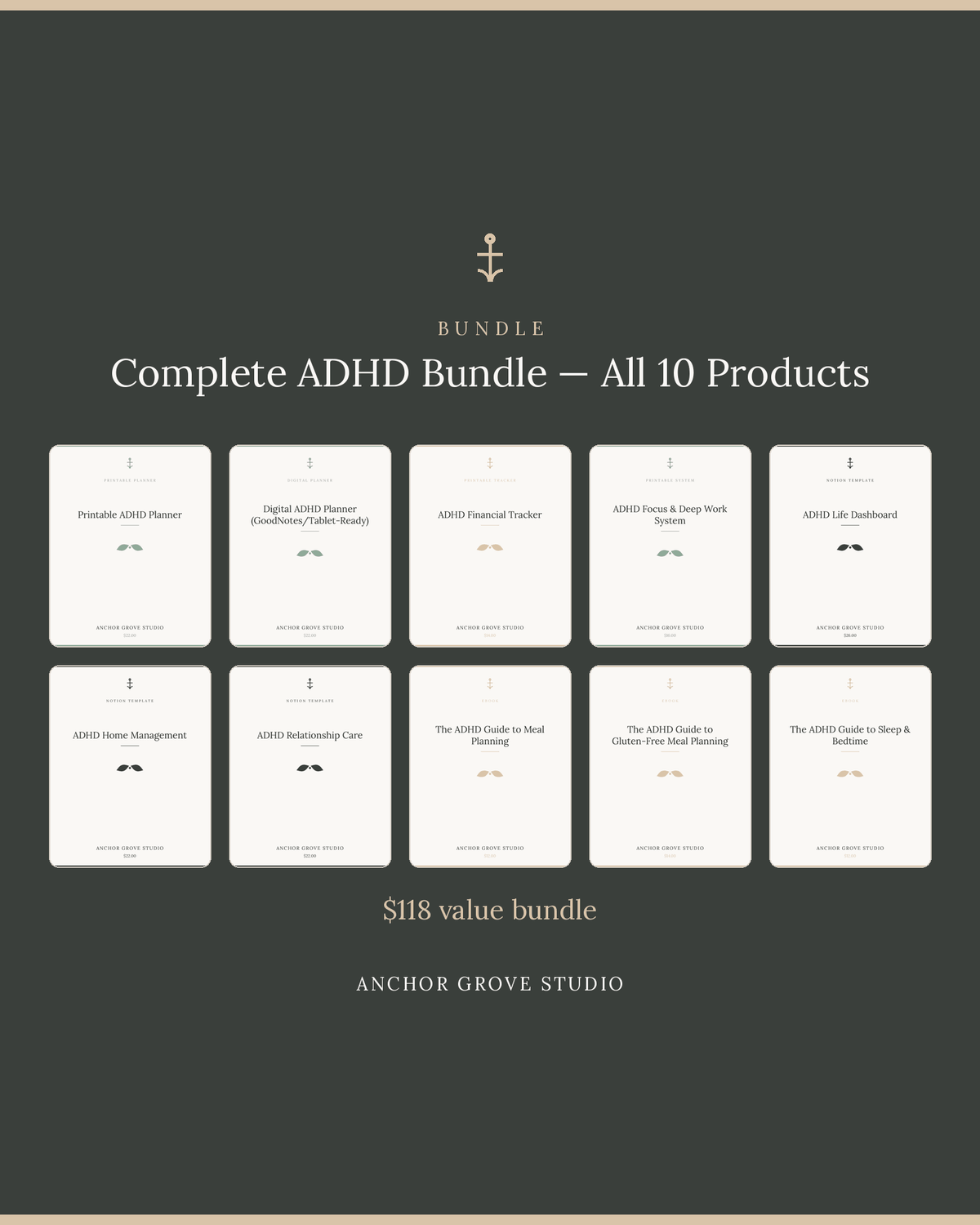 Core ADHD Product BundleThe ADHD Guide to Meal Planning includes 10 ADHD management resources for enhanced productivity.