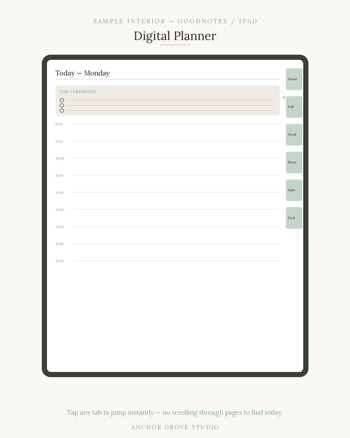 Digital ADHD Planner Good Notes Tablet-Ready Digital ADHD Planner (GoodNotes/Tablet-Ready) — sample interior page
