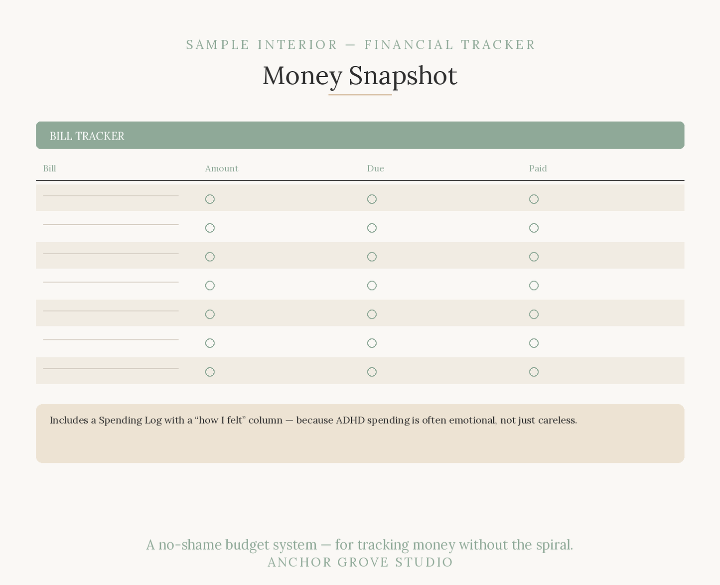 ADHD Financial Tracker