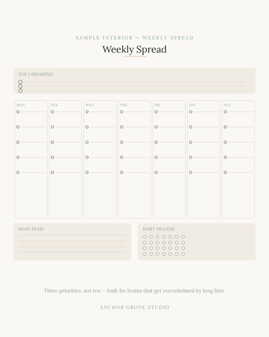 Printable ADHD Planner No-Shame Daily System — sample interior page